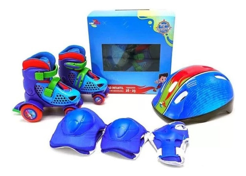  Patins Quad Unitoys 26 Ao 29 + Kit De Proteção 1386 Azul