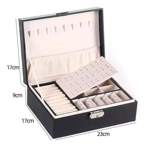 Imagen 2 de 2 de Maletin Joyero 2 Niveles Organizador De Joyas 23*17*9cm