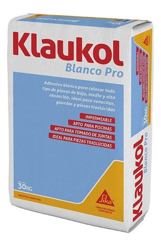 Adhesivo Klaukol Blanco Pro 30 Kg Piscinas Venecitas Mm