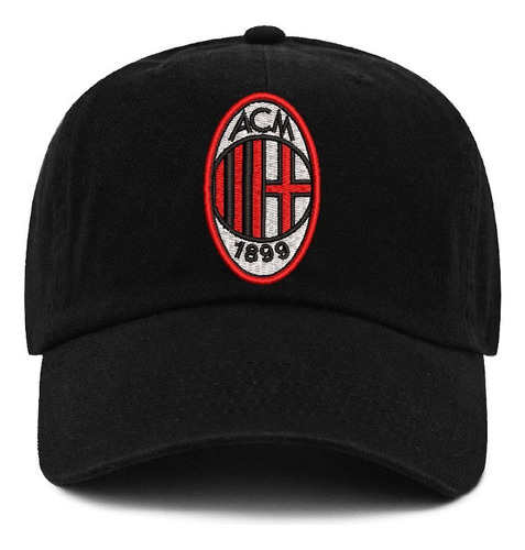 Gorro Jockey Visera Curva Ac Milan Futbol Bordado