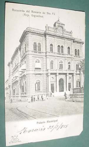 Postal Rosario Santa Fe Palacio Municipal 1915 Detalles Labr