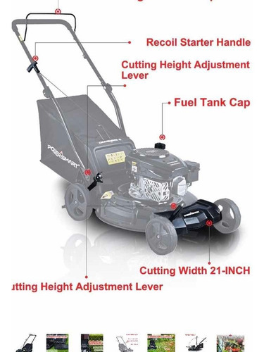 Imagen 7 de 7 de Máquina Cortadora De Grama 170cc Gasolina Powersmart