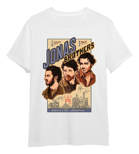 Remera Algodón Jonas Brothers Buenos Aires Con Fechas