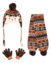 Comprar Conjunto Set De Invierno Bufanda Gorro Guantes Bebes Y Niños Color Marrón\u002Fladrillo\u002Fcrudo Talle Único (2 A 8 Años)