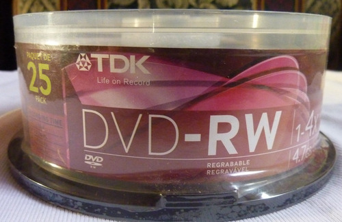 Paquete 25 Dvd-rw Regrabable Tdk 4x