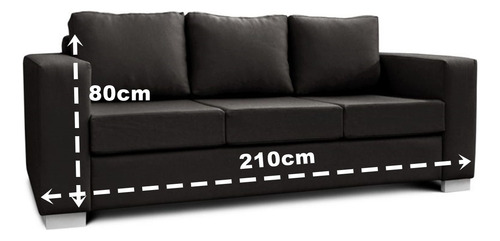 Sillon Sofa 3 Cuerpos Living Cuerina Negro Oferta Hoy