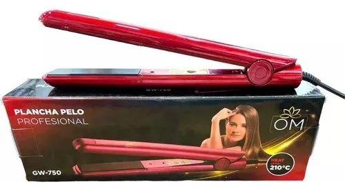 Plancha De Pelo Alisador De Cabello Profesional Om Fina Color Rojo