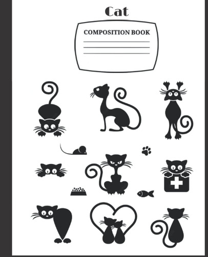 Libro: Black Cat Composition Book: Notebook 7.5  X 9.75  - 1