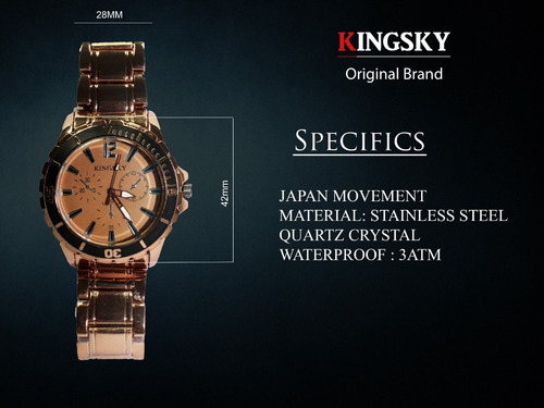 Imagen 1 de 10 de Reloj Kingsky Original Café Caballero Hombre Acero Inoxidable Envio Gratis