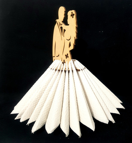 Servilleteros Para Bodas Con Forma De Novios 6pz De Mdf M3 Novios Vestido