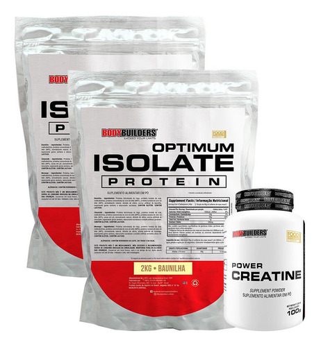 Kit 2 Optimum Isolate Whey Protein 2kg+ Power Creatina 100g