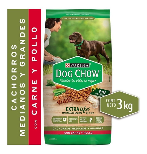 Alimento Dog Chow Vida Sana Cachorros Medianos y Grandes para cão filhote de raça média e grande sabor mix em sacola de 3kg