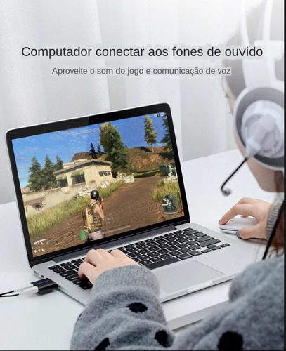 Imagem 10 de 10 de Adaptador De Áudio Microfone Placa De Som