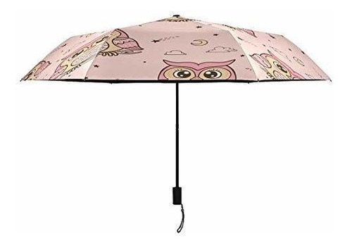 Sombrilla O Paraguas - Cartoon Bird Pink Cute Owl Parasol Co