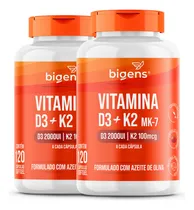 Comprar Kit Com 2x Vitamina D3 2000ui + K2 Mk-7 100mg 240 Cápsulas Softgel Bigens