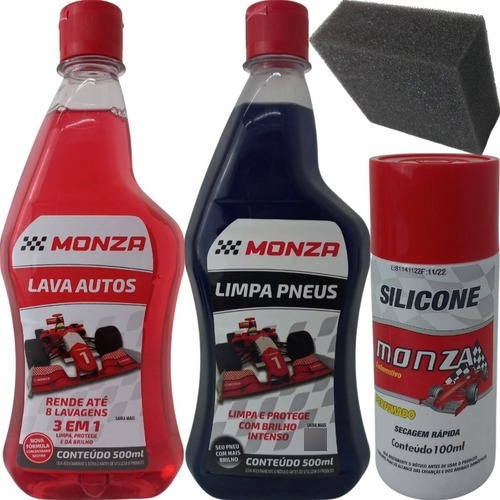 Kit Limpeza Automotiva Carro Moto Shampoo Pretinho Silicone