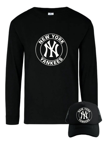Camiseta New York Yankees Mang Larga Camibuso Obsequio Gorra
