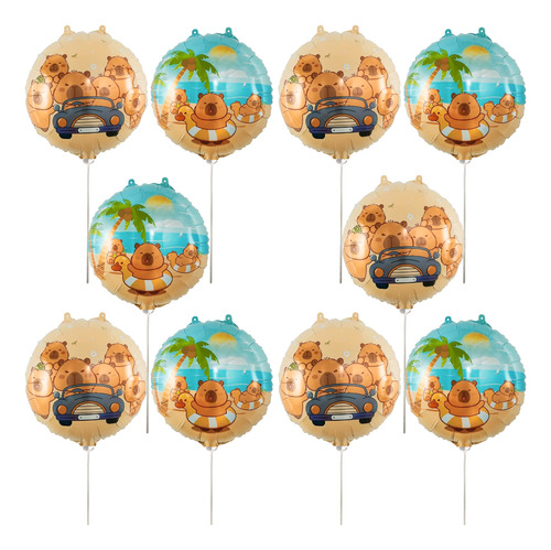 Combo Globo Capibara X10 Mas Palito Porta Globo 40cm Fiesta