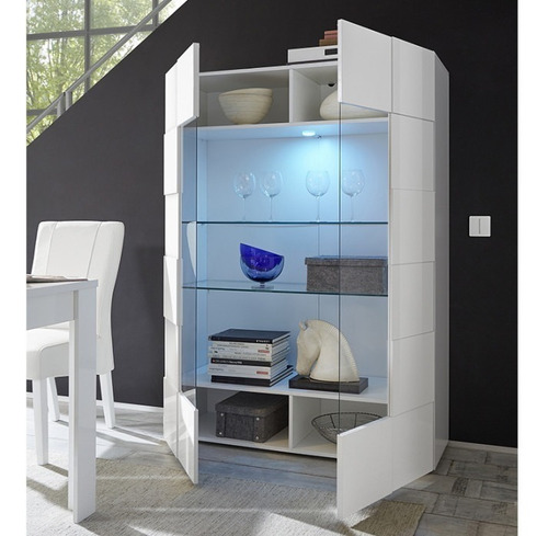 Imagen 2 de 5 de Mueble Vajillero Vitrina Poliuretano Alto Brillo Ref Calisto