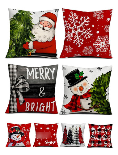 Juego De 4 Fundas De Almohada Navideñas 45x45 Cm Décor