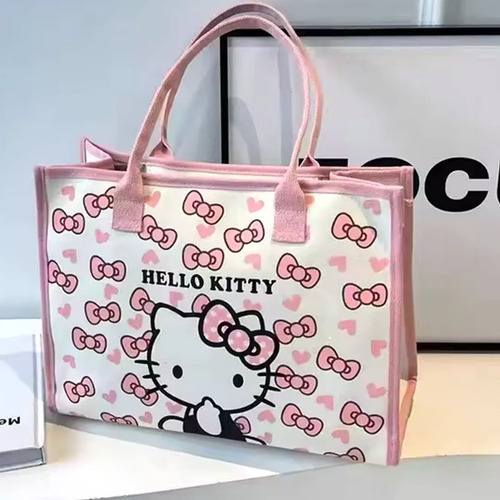 Bolsa De Lona Bolso De Mano Tote Bag Grande Moda Hello Kitty