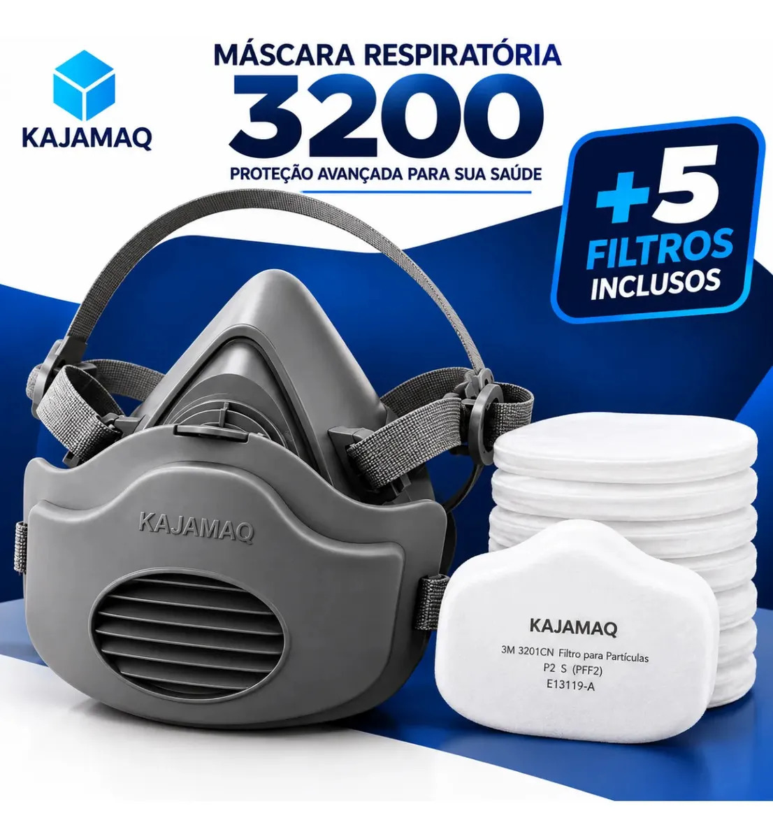 Mascara Respirador Semi Facial 3200 Reutilizavel Com 5 Filtros 3701 Kn95 Epi Protecao Contra Poeira Particulas Nevoas Fumos Vedacao 360 Ajustavel Industrial Profissional Uso Geral 