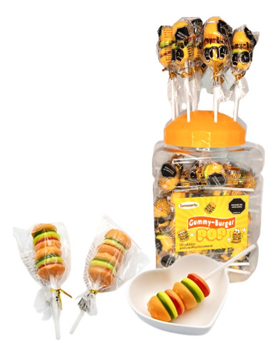 Dulces Gomitas Hamburguesa Gummy Burger Pop X 50 Uds