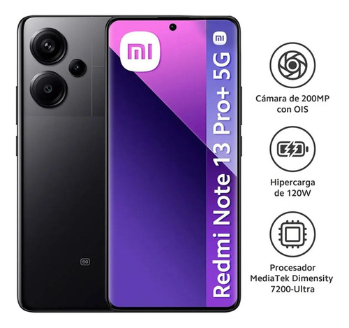 Xiaomi Note 13 Pro Plus 5g 512gb 12gb Ram Dual Sim Nfc Ip68 Cámara 200mpx Mediatek Dimensity 7200 Ultra 2.8ghz Gorilla Glass Victus Gran Batería 5000mah Color Negro