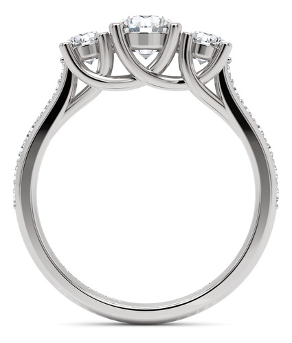Anel De Noivado 3 Pedras Em Ouro 18k 1,1 Ct Com Moissanites