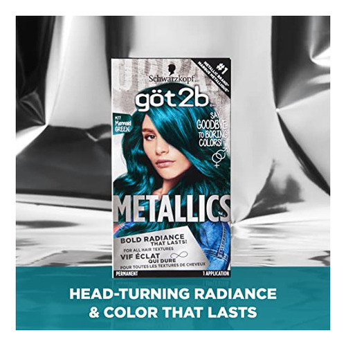 Got2b Metallics Color De Cabello Permanente, M77 Verde Siren