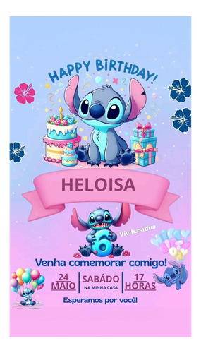 Convite Digital Escolha O Seu Envio Imediato Lilo E Stitch