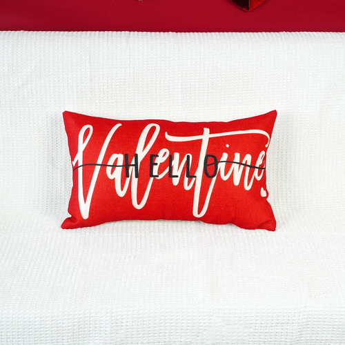 Funda Almohada Lumbar San Valentín 30x50 Cm Roja Para Patio
