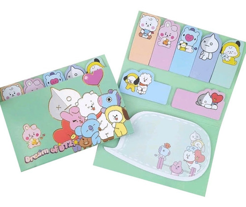 Set De 4 Post-it Notas Adhesivas Bt21 Bts Kawaii