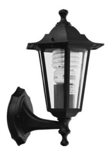 Farol Pared Aluminio Superior Negro 1 Luz - Telecompras Sc