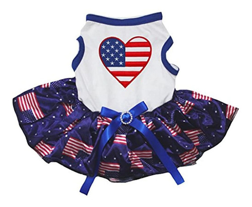 Petitebella Puppy Clothes Dog Dress America Heart Blanco Top