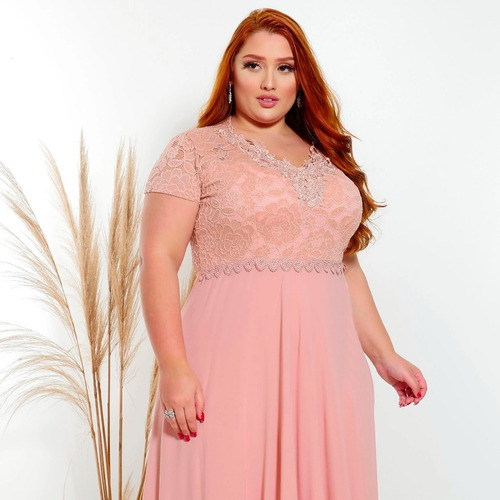 Vestidos Femininos Evangelicos Plus Size Bege Nude Madrinha