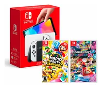 Comprar Consola Switch Oled Blanco+ Mario Party Jamboree+ Mario Kart