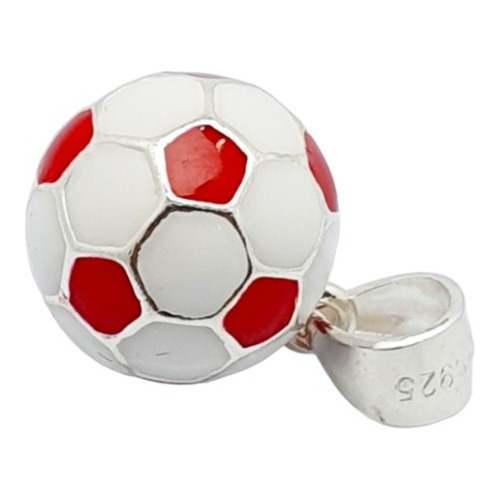 Dije Pelota De Futbol Plata 925 Deporte Joyas Rojo Blanco A3