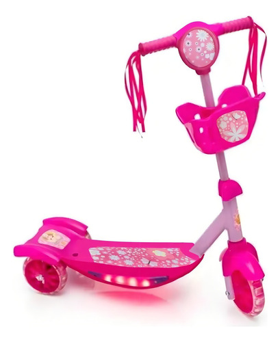 Patinete Infantil 3 Rodas Com Música E Luz Radical Rosa