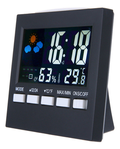 Termómetro Digital Con Reloj.alarma, Monitor De Temperatur