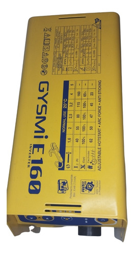 Soldadora Inverter Gysmi E160 Mma Tig Lift 160a Combo Amarillo