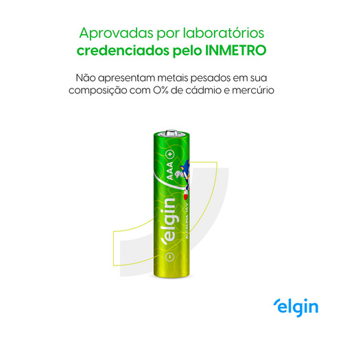 Pilha Elgin Alcalina AAA Cilíndrica - kit de 4 unidades