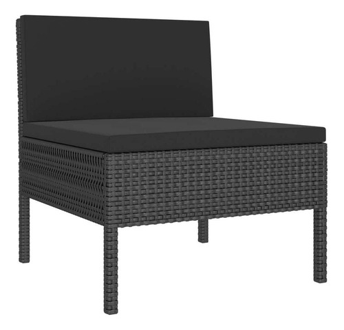 Sala Lounge De Jardín De 6 Pza Con Cojines Ratán Negro N5