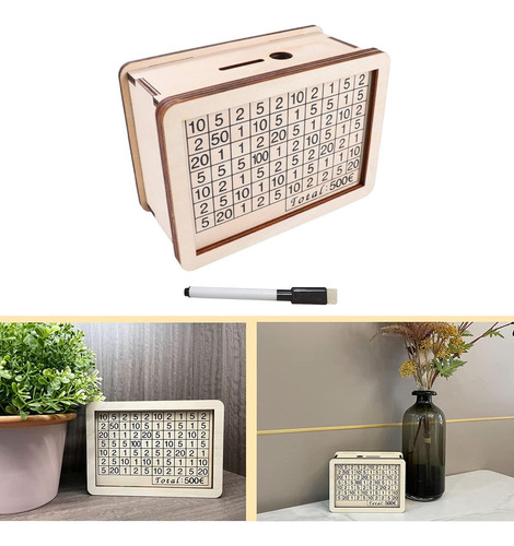 Caja De Dinero De Madera Portátil Para Manualidades Con