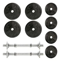 Comprar Pesas Mancuernas 60 Lbs Discos + 2 Barras Acero Cromado Gym