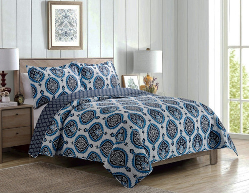 Imagen 5 de 6 de Cubrecama Quilt Cover Reversible +fundas Twin Oakville D4