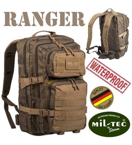 Imagen 1 de 4 de Mochila Táctica Mil-tec Ranger Verde Con Coyote Impermeable