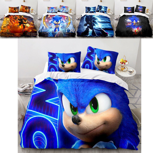 Juego De Funda Nórdica Sonic De 3 Piezas Juego De Cama Sonic