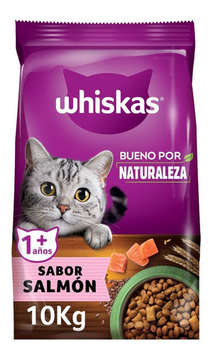 Imagen 1 de 8 de Whiskas Alimento Seco Gato Bueno Por Naturaleza Salmón 10kg