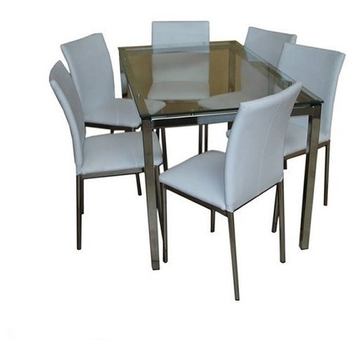 Juego Comedor Cromado Vidrio Combo Mesa Athenas 1.6 X 80 + 6 Sillas Iris Reforzadas Caño Directo Y Garantia D Fabrica Pr